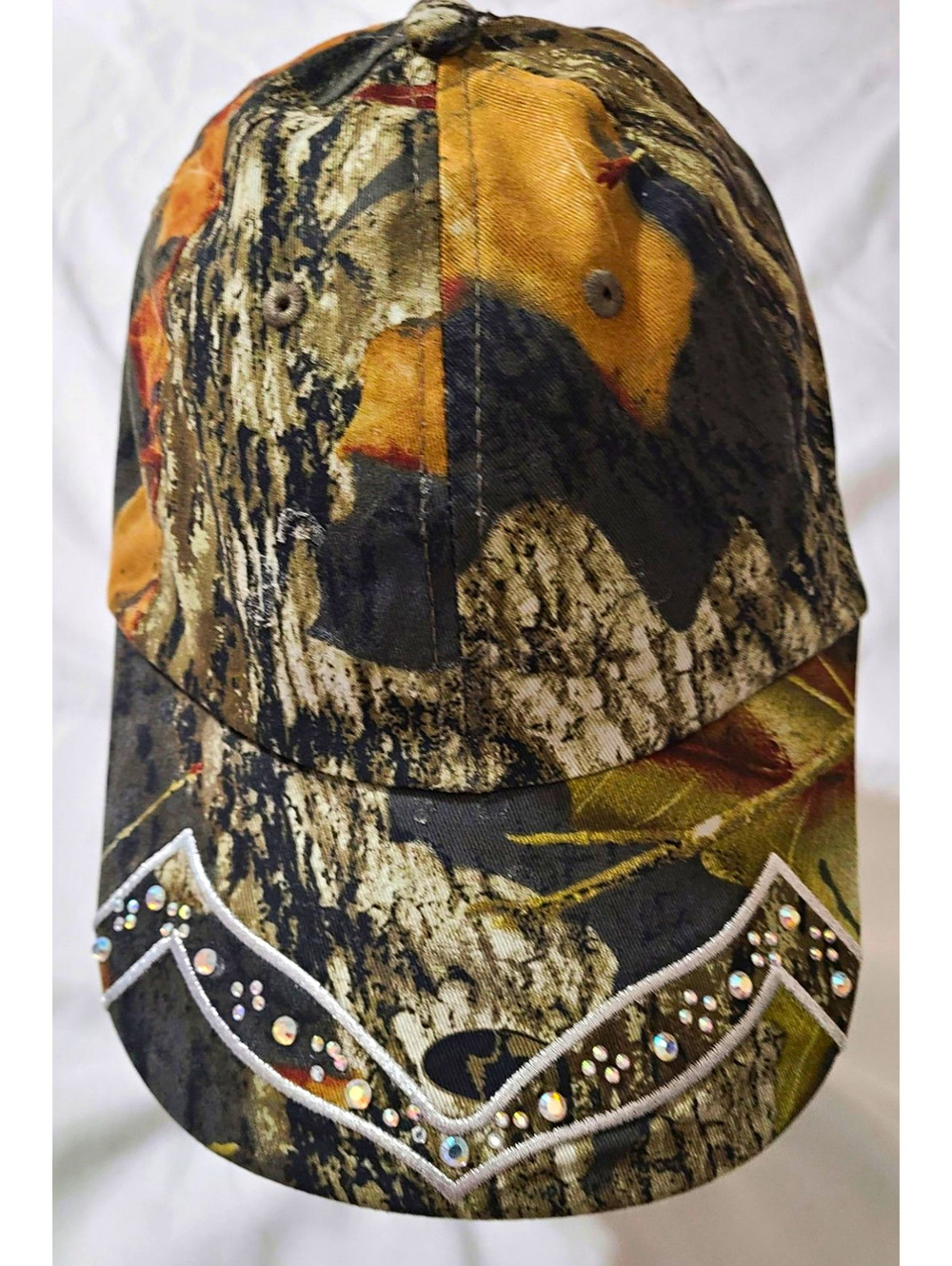 Blazing Rock Camo Baseball Cap Womens 100% Cotton Adjustable Rhinestone Accent